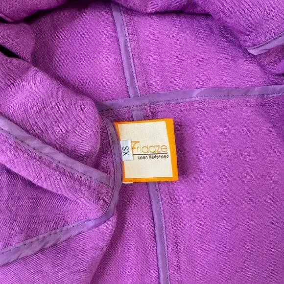 Fridaze Linen Button Blouse Purple Women’s XS Lagenlook Resort Coastal Vacation - Picture 9 of 15
